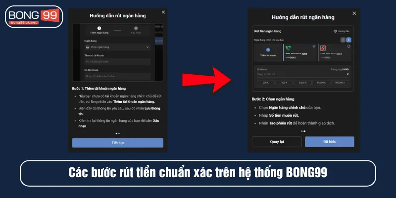 Các bước rút tiền chuẩn xác trên hệ thống BONG99