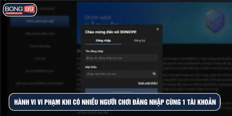 Hành vi vi phạm khi có nhiều người chơi đăng nhập cùng 1 tài khoản 